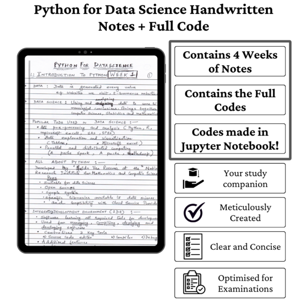Python for Data Science Handwritten Notes & Codes - Notes Le Lo