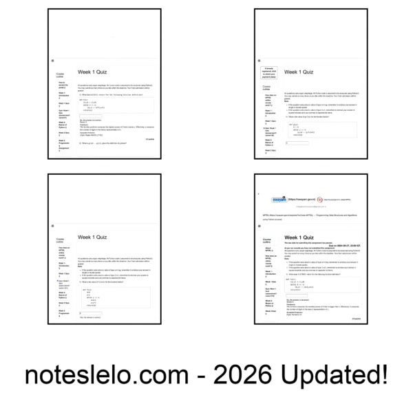 Programming, Data Structures and Algorithms using Python NPTEL Question Bank