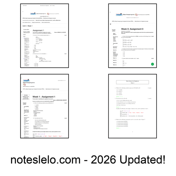 Data Science for Engineers NPTEL Question Bank