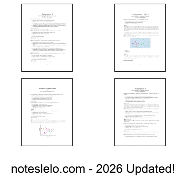 Introduction to Machine Learning IITM NPTEL Question Bank