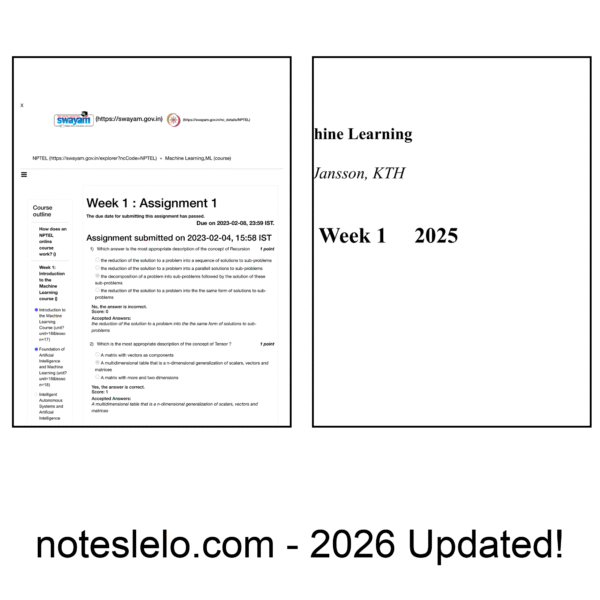 Machine Learning KTH NPTEL Question Bank