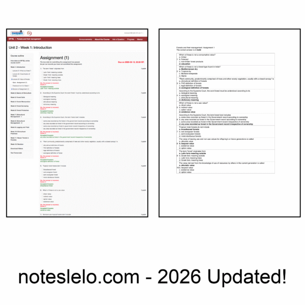 Forests and their Management NPTEL Question Bank
