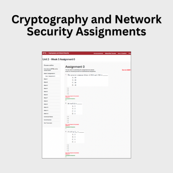 Cryptography and Network Security Assignments