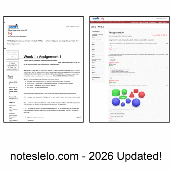 AI: Knowledge Representation And Reasoning NPTEL Question Bank