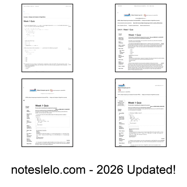 Design and Analysis of Algorithms NPTEL Question Bank