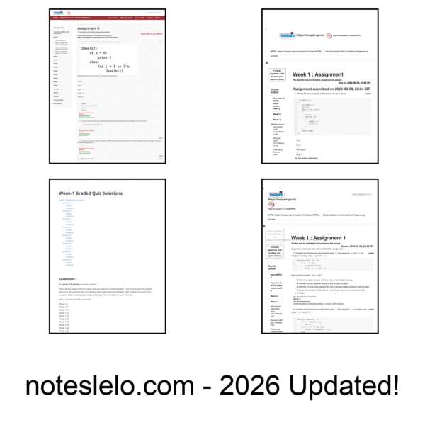 Getting Started with Competitive Programming NPTEL Question Bank