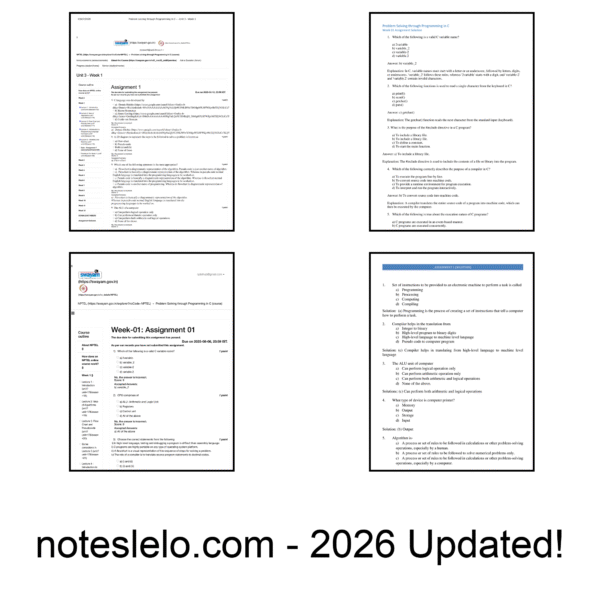 Problem Solving Through Programming In C NPTEL Question Bank