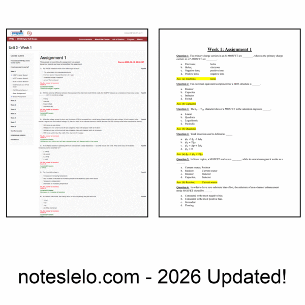 CMOS Digital VLSI Design NPTEL Question Bank