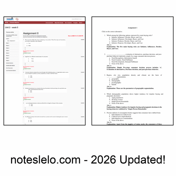 Consumer Behaviour NPTEL Question Bank