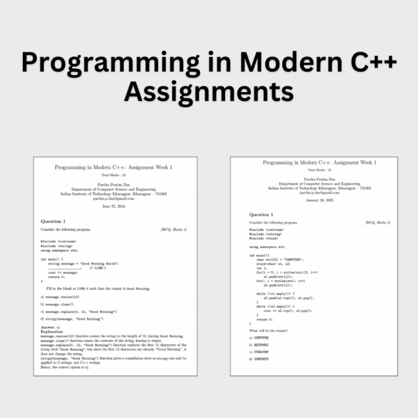 Programming in Modern C++ Assignments