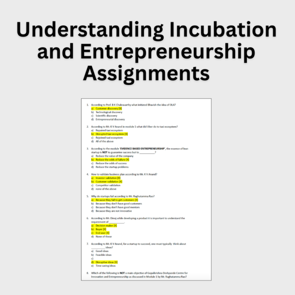 Understanding Incubation and Entrepreneurship Assignments