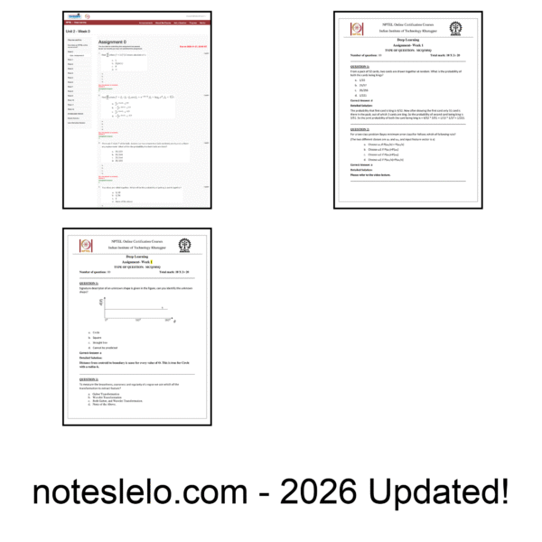 Deep Learning IITK NPTEL Question Bank