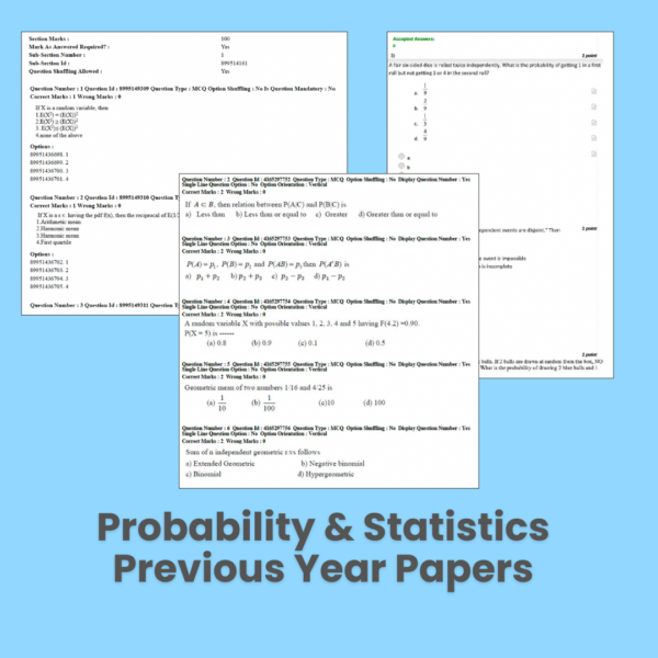 Probability & Statistics Previous Papers - Assignments