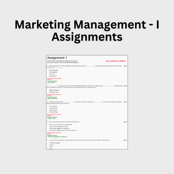 Marketing Management - I Assignments