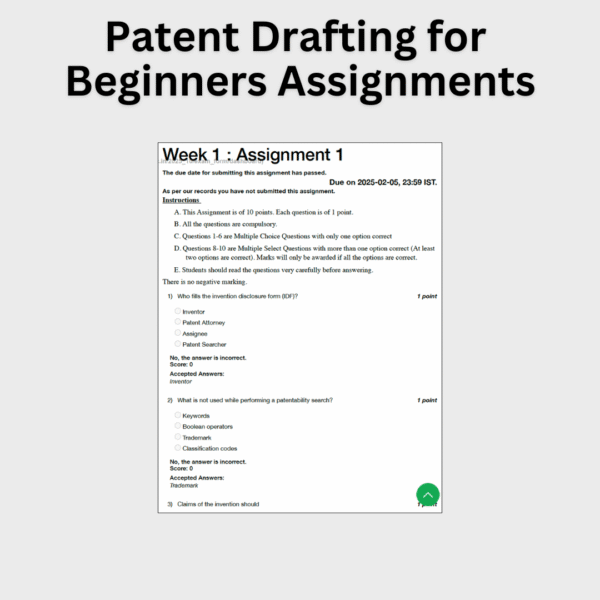 Patent Drafting for Beginners Assignments