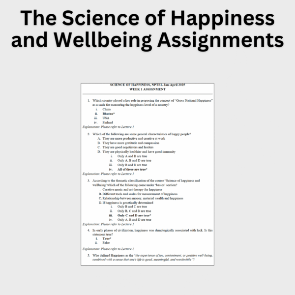 The Science of Happiness and Wellbeing Assignments