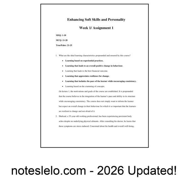 Enhancing Soft Skills and Personality NPTEL Question Bank
