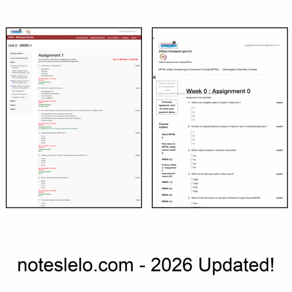 Bioinorganic Chemistry NPTEL Question Bank