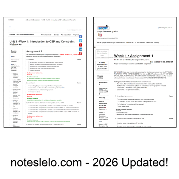 AI:Constraint Satisfaction NPTEL Question Bank
