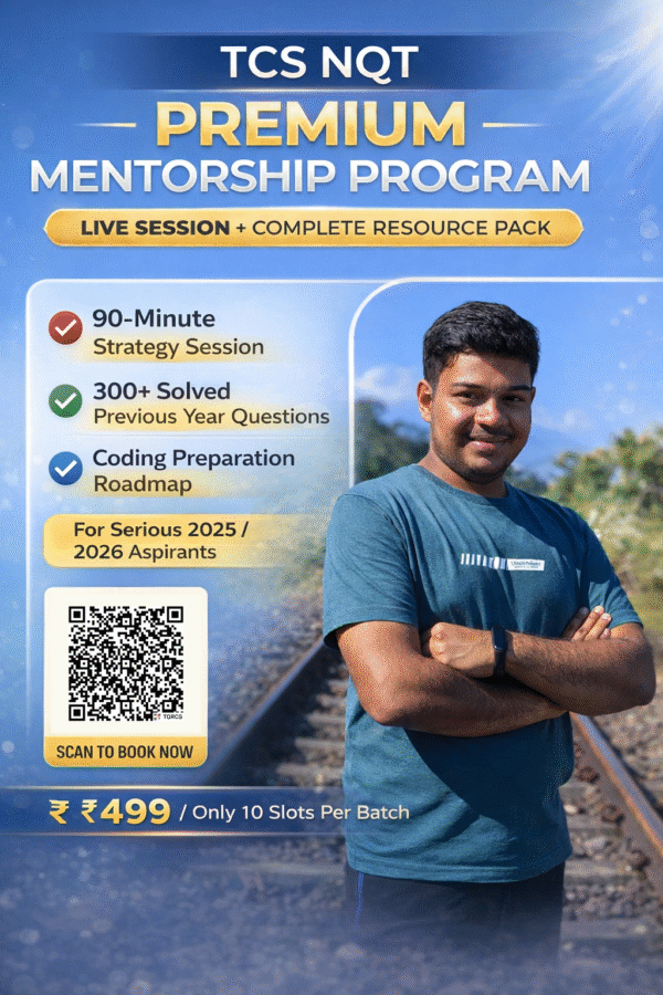 TCS NQT Premium Mentorship Program – Live Session with 300+ PYQs & Coding Pack