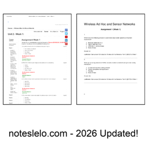 Wireless Ad Hoc and Sensor Networks NPTEL Question Bank