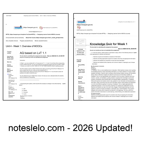 Designing Learner-Centric MOOCs NPTEL Question Bank