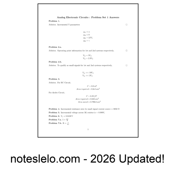 Analog Electronic Circuits - IITM NPTEL Question Bank