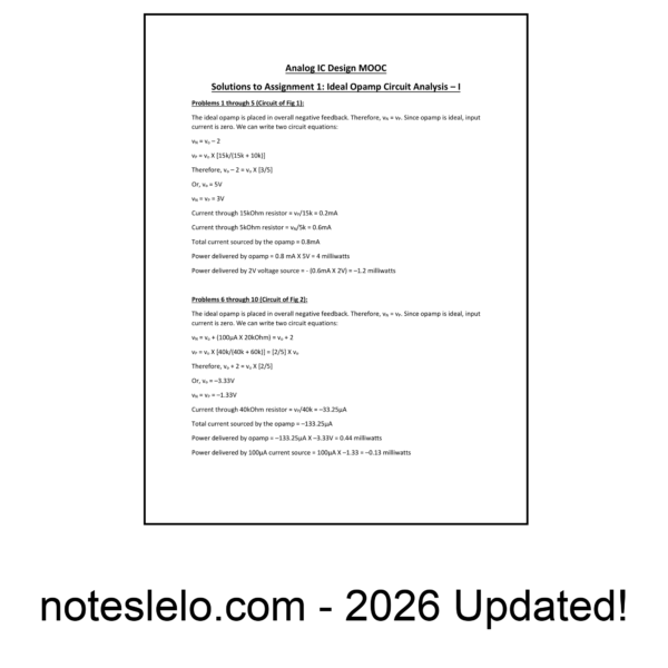 Analog IC Design NPTEL Question Bank